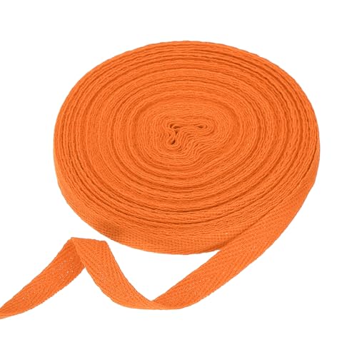 sourcing map Baumwoll-Twillband, 0,9 cm, 9,5 m, Fischgräten-Gurtband, Rolle, Schrägband, für Bastelarbeiten, Nähen, Geschenkverpackungen, Orange von sourcing map
