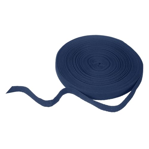 sourcing map Baumwoll-Twillband, 1,6 cm, 22 m, Fischgräten-Gurtband, Rolle, Schrägband, für Bastelarbeiten, Nähen, Geschenkverpackungen, Dunkelblau von sourcing map
