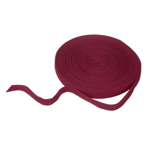 sourcing map Baumwoll-Twillband, 1,6 cm, 22 m, Fischgräten-Gurtband, Rolle, Schrägband, für Bastelarbeiten, Nähen, Geschenkverpackungen, Dunkelrot von sourcing map