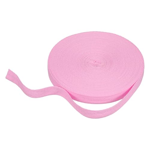sourcing map Baumwoll-Twillband, 1,6 cm, 22 m, Fischgräten-Gurtband, Rolle, Schrägband, für Bastelarbeiten, Nähen, Geschenkverpackungen, Hellrosa von sourcing map