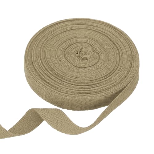 sourcing map Baumwoll-Twillband, 1,6 cm, 9,1 m, Fischgräten-Gurtband, Rolle, Schrägband, für Bastelarbeiten, Nähen, Geschenkverpackungen, Khaki von sourcing map