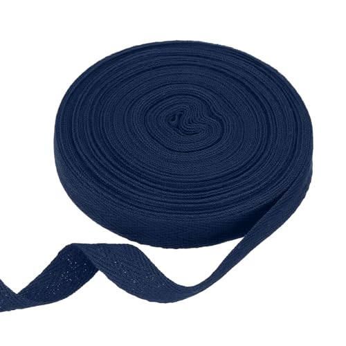 sourcing map Baumwoll-Twillband, 1,6 cm, 9,1 m, Fischgräten-Gurtband, Rolle, Schrägband, für Bastelarbeiten, Nähen, Geschenkverpackungen, Marineblau von sourcing map