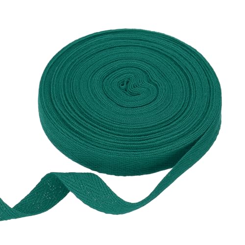 sourcing map Baumwoll-Twillband, 1,6 cm, 9,1 m, Fischgräten-Gurtband, Rolle, Schrägband, für Heimwerker, Basteln, Nähen, Geschenkverpackung, Dunkelgrün von sourcing map