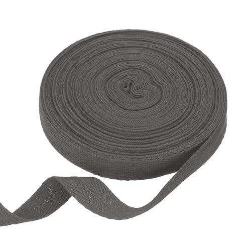 sourcing map Baumwoll-Twillband, 1,6 cm, 9,1 m, Fischgräten-Gurtband, Rolle, Schrägband für Bastelarbeiten, Nähen, Geschenkverpackungen, Dunkelgrau von sourcing map