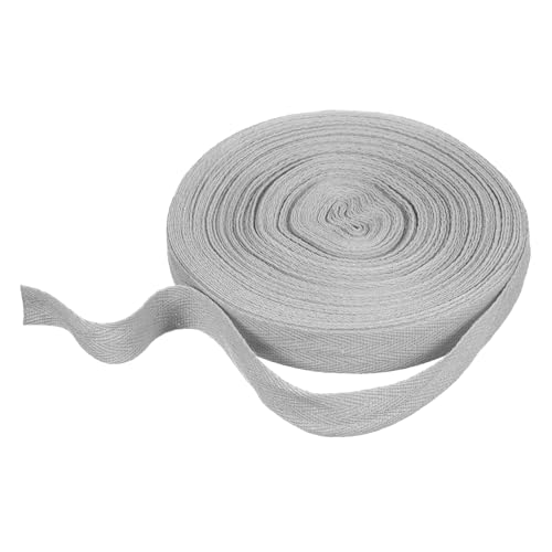 sourcing map Baumwoll-Twillband, 1,9 cm, 22 m, Fischgräten-Gurtband, Rolle, Schrägband, für Heimwerker, Basteln, Nähen, Geschenkverpackung, Hellgrau von sourcing map