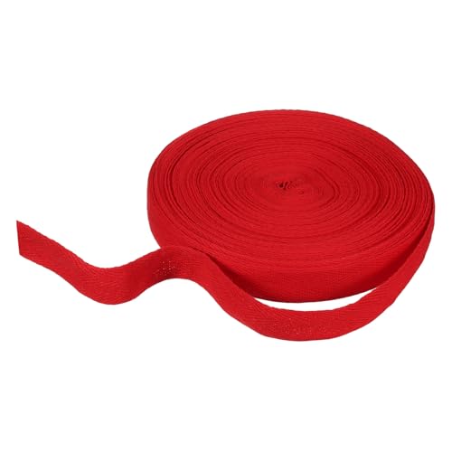 sourcing map Baumwoll-Twillband, 1,9 cm, 22 m, Fischgräten-Gurtband, Rolle, Schrägband, für Heimwerker, Basteln, Nähen, Geschenkverpackung, Rot von sourcing map