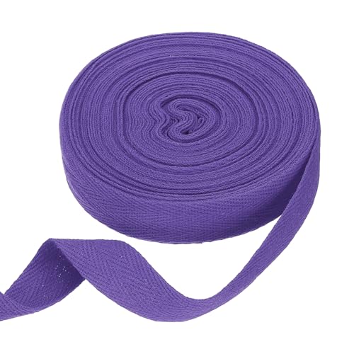 sourcing map Baumwoll-Twillband, 1,9 cm, 9,5 m, Fischgräten-Gurtband, Rolle, Schrägband, für Bastelarbeiten, Nähen, Geschenkverpackungen, Dunkelviolett von sourcing map