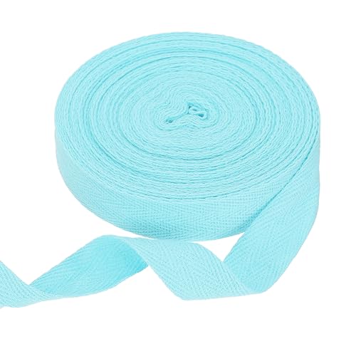 sourcing map Baumwoll-Twillband, 1,9 cm, 9,5 m, Fischgräten-Gurtband, Rolle, Schrägband, für Bastelarbeiten, Nähen, Geschenkverpackungen, Hellblau von sourcing map