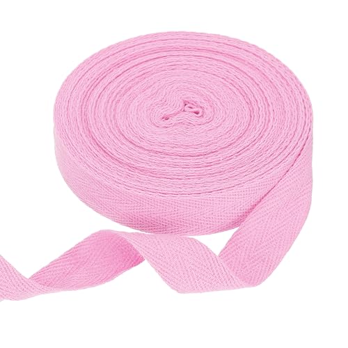 sourcing map Baumwoll-Twillband, 1,9 cm, 9,5 m, Fischgräten-Gurtband, Rolle, Schrägband für Heimwerker, Handwerk, Nähen, Geschenkverpackung, Hellrosa von sourcing map