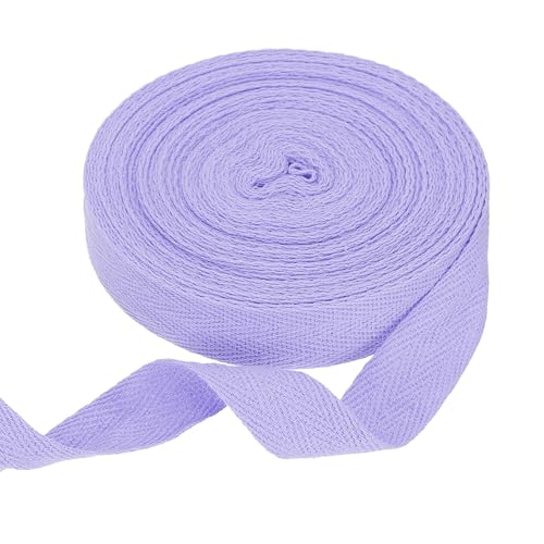 sourcing map Baumwoll-Twillband, 1,9 cm, 9,5 m, Fischgräten-Gurtband, Rolle, Schrägband für Heimwerker, Handwerk, Nähen, Geschenkverpackung, Hellviolett von sourcing map