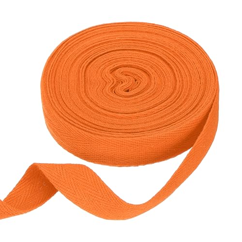 sourcing map Baumwoll-Twillband, 1,9 cm, 9,5 m, Fischgräten-Gurtband, Rolle, Schrägband für Heimwerker, Handwerk, Nähen, Geschenkverpackung, Orange von sourcing map