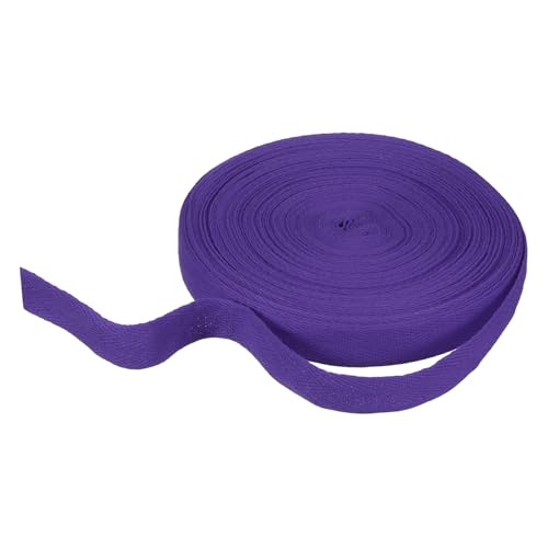 sourcing map Baumwoll-Twillband, 2,5 cm, 22 m, Fischgräten-Gurtband, Rolle, Schrägband für Heimwerker, Handwerk, Nähen, Geschenkverpackung, Dunkelviolett von sourcing map