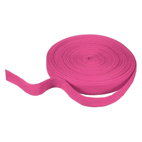sourcing map Baumwoll-Twillband, 2,5 cm, 22 m, Fischgräten-Gurtband, Rolle, Schrägband für Heimwerker, Handwerk, Nähen, Geschenkverpackung, Rosenrot von sourcing map