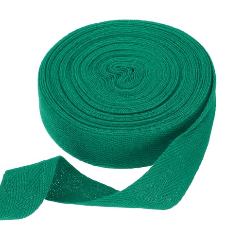 sourcing map Baumwoll-Twillband, 2,5 cm, 9,5 m, Fischgräten-Gurtband, Rolle, Schrägband für Heimwerker, Basteln, Nähen, Geschenkverpackung, Grasgrün von sourcing map