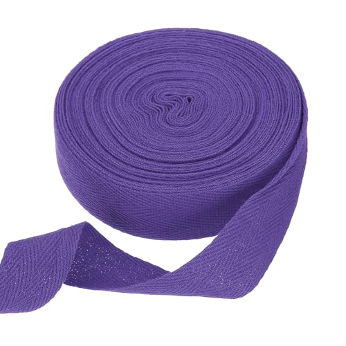 sourcing map Baumwoll-Twillband, 2,5 cm, 9,5 m, Fischgräten-Gurtband, Rolle, Schrägband für Heimwerker, Handwerk, Nähen, Geschenkverpackung, Dunkelviolett von sourcing map