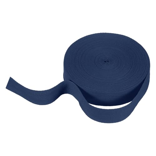 sourcing map Baumwoll-Twillband, 3,8 cm, 22 m, Fischgräten-Gurtband, Rolle, Schrägband, für Bastelarbeiten, Nähen, Geschenkverpackungen, Dunkelblau von sourcing map