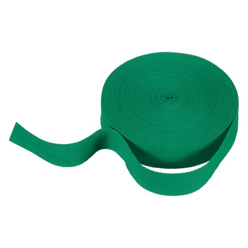 sourcing map Baumwoll-Twillband, 3,8 cm, 22 m, Fischgräten-Gurtband, Rolle, Schrägband, für Bastelarbeiten, Nähen, Geschenkverpackungen, Grün von sourcing map