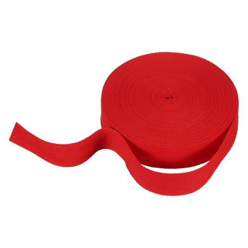 sourcing map Baumwoll-Twillband, 3,8 cm, 22 m, Fischgräten-Gurtband, Rolle, Schrägband für Bastelarbeiten, Nähen, Geschenkverpackungen, Rot von sourcing map