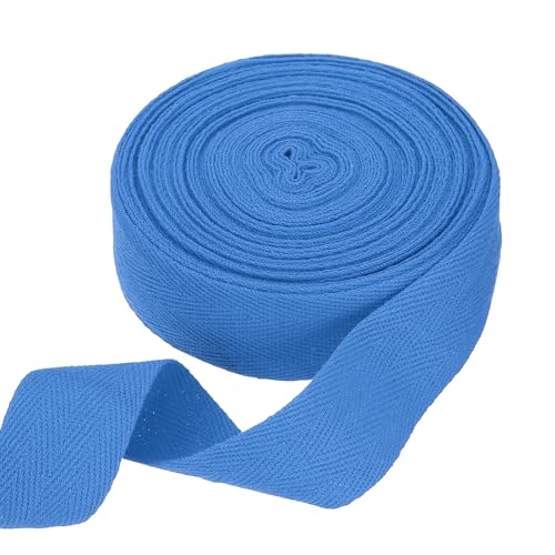 sourcing map Baumwoll-Twillband, 4,5 cm, 9,1 m, Fischgräten-Gurtband, Rolle, Schrägband, für Bastelarbeiten, Nähen, Geschenkverpackungen, Ozeanblau von sourcing map