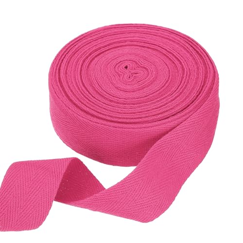 sourcing map Baumwoll-Twillband, 4,5 cm, 9,1 m, Fischgräten-Gurtband, Rolle, Schrägband, für Bastelarbeiten, Nähen, Geschenkverpackungen, Rosenrot von sourcing map