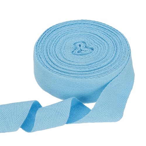 sourcing map Baumwoll-Twillband, 4,5 cm, 9,1 m, Fischgräten-Gurtband, Rolle, Schrägband, für Bastelarbeiten, Nähen, Geschenkverpackungen, Seeblau von sourcing map