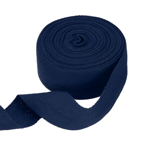 sourcing map Baumwoll-Twillband, 4,8 cm, 9,1 m, Fischgräten-Gurtband, Rolle, Schrägband für Bastelarbeiten, Nähen, Geschenkverpackungen, Marineblau von sourcing map