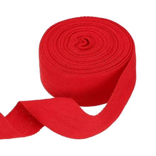 sourcing map Baumwoll-Twillband, 4,8 cm, 9,1 m, Fischgräten-Gurtband, Rolle, Schrägband für Bastelarbeiten, Nähen, Geschenkverpackungen, Rot von sourcing map