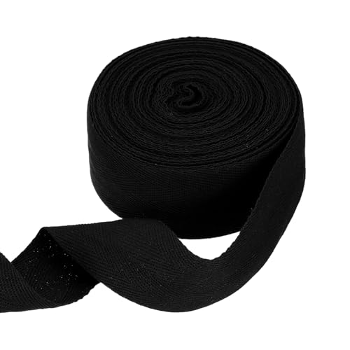 sourcing map Baumwoll-Twillband, 4,8 cm, 9,1 m, Fischgräten-Gurtband, Rolle, Schrägband für DIY, Basteln, Nähen, Geschenkverpackung, Schwarz von sourcing map