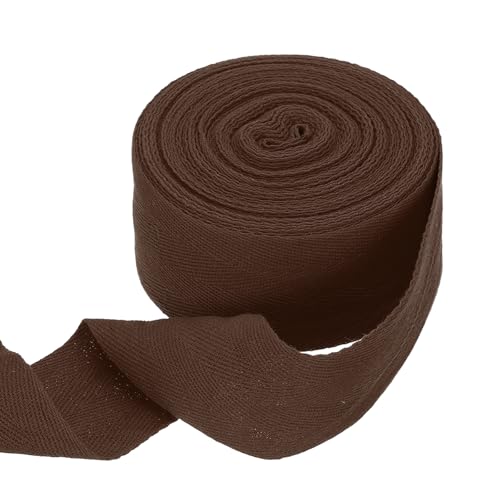 sourcing map Baumwoll-Twillband, 5,1 cm, 9,1 m, Fischgräten-Gurtband, Rolle, Schrägband für Heimwerker, Handwerk, Nähen, Geschenkverpackung, Dunkelbraun von sourcing map