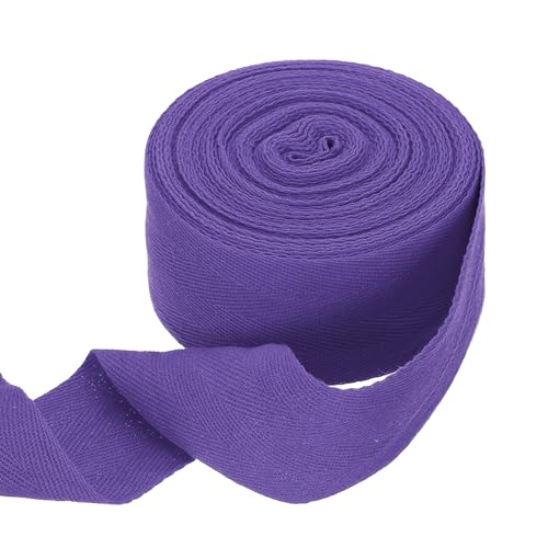sourcing map Baumwoll-Twillband, 5,1 cm, 9,1 m, Fischgräten-Gurtband, Rolle, Schrägband für Heimwerker, Handwerk, Nähen, Geschenkverpackung, Dunkelviolett von sourcing map