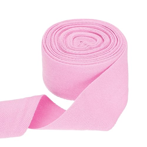 sourcing map Baumwoll-Twillband, 5,1 cm, 9,1 m, Fischgräten-Gurtband, Rolle, Schrägband für Heimwerker, Handwerk, Nähen, Geschenkverpackung, Hellrosa von sourcing map
