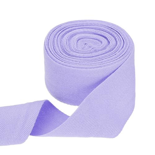 sourcing map Baumwoll-Twillband, 5,1 cm, 9,1 m, Fischgräten-Gurtband, Rolle, Schrägband für Heimwerker, Handwerk, Nähen, Geschenkverpackung, Hellviolett von sourcing map