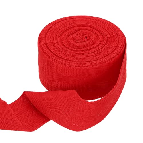 sourcing map Baumwoll-Twillband, 5,1 cm, 9,1 m, Fischgräten-Gurtband, Rolle, Schrägband für Heimwerker, Handwerk, Nähen, Geschenkverpackung, Rot von sourcing map