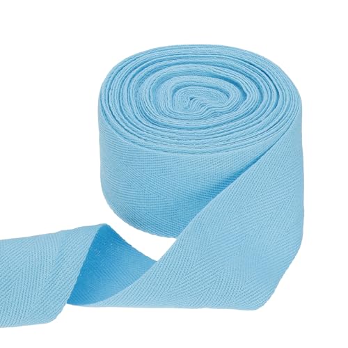 sourcing map Baumwoll-Twillband, 5,1 cm, 9,1 m, Fischgräten-Gurtband, Rolle, Schrägband für Heimwerker, Handwerk, Nähen, Geschenkverpackung, Seeblau von sourcing map