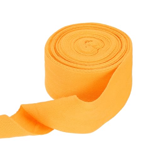 sourcing map Baumwoll-Twillband, 5,1 cm, 9,1 m, Fischgräten-Gurtband, Rolle, Schrägband für Heimwerker, Handwerk, Nähen, Geschenkverpackung, goldfarben von sourcing map