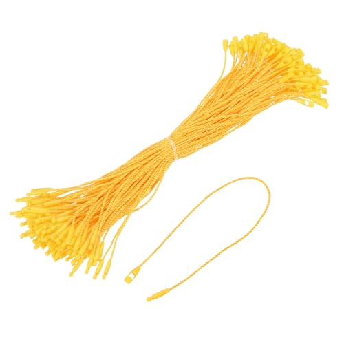 sourcing map Baumwollschnur, Schnappverschluss-Nadeln, Schlaufen, Preisschild, Verschluss, Kunststoffanhänger, Krawatten, Gelb, 20 cm, 100 Stück von sourcing map