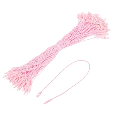 sourcing map Baumwollschnur, Schnappverschluss-Nadeln, Schlaufen, Preisschild, Verschluss, Kunststoffanhänger, Krawatten, Rosa, 20 cm, 100 Stück von sourcing map