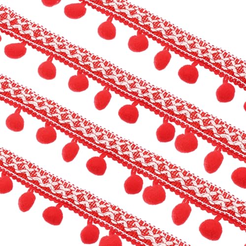 sourcing map Besticktes Pompon-Bordüre, 20 Meter Polyester-Bommel-Bordüre, gewebte Stickerei-Bordüre für Heimwerker, Nähen, Basteln, Kleidung, Dekoration, Rot sourcing map Besticktes Pompon-Bordüre, 20 Meter Polyester-Bommel-Bordüre, gewebte Stickerei-Bordüre für Heimwerker, Nähen, Basteln, Kleidung, Dekoration, Rot von sourcing map