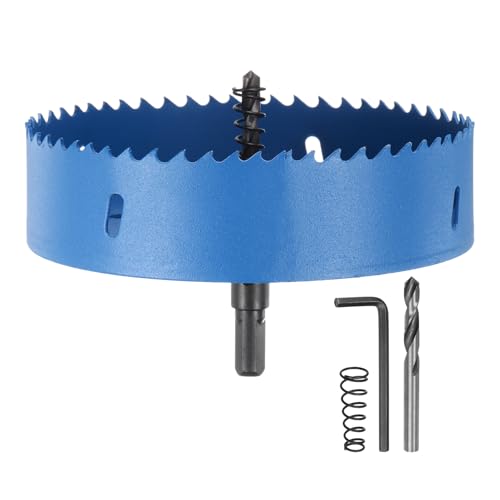 sourcing map Bimetall-Lochsägen-Set, 139 mm, Lochschneider-Set mit 1 x 6,35 mm Sechskantschaft, 2 x 0,6 cm Zentrierbohrer, 2 x Federn, 1 x Schraubenschlüssel für Holz, Kunststoff, Weichmetall sourcing map Bimetall-Lochsägen-Set, 139 mm, Lochschneider-Set mit 1 x 6,35 mm Sechskantschaft, 2 x 0,6 cm Zentrierbohrer, 2 x Federn, 1 x Schraubenschlüssel für Holz, Kunststoff, Weichmetall von sourcing map