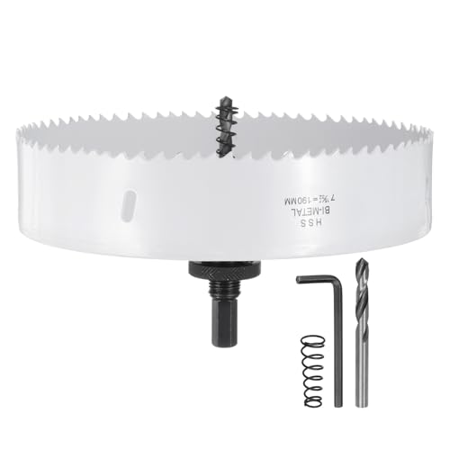 sourcing map Bimetall-Lochsägen-Set, 190 mm Lochschneider-Set mit 1 x 7/16-Zoll-Sechskantschaft, 2 x 1/4-Zoll-Zentrierbohrer, 2 x Federn, 1 x Schraubenschlüssel für Holz, Kunststoff, Weichmetall sourcing map Bimetall-Lochsägen-Set, 190 mm Lochschneider-Set mit 1 x 7/16-Zoll-Sechskantschaft, 2 x 1/4-Zoll-Zentrierbohrer, 2 x Federn, 1 x Schraubenschlüssel für Holz, Kunststoff, Weichmetall von sourcing map
