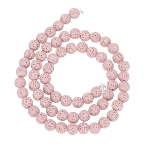 sourcing map Blassrosa Vulkansteinperlen, 6 mm, Diffusorstein für ätherisches Öl, lose runde Perlen für DIY-Schmuck, Armbänder (1 Strang, 65 Stück) von sourcing map