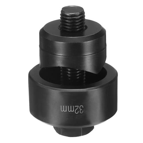 sourcing map Blechstanzer, 32 mm, Lagerstahl, präzises Schneiden, manuelles Ausklopf-Set mit externem Sechskantschaft für Metall, Stahlplatte, Spüle, Edelstahl, Schwarz von sourcing map