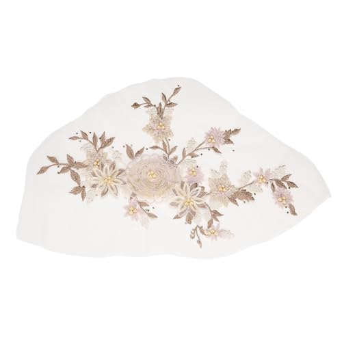 sourcing map Blumenstoff mit Perlen, Spitzenapplikation, 3D-Aufnäher zum Aufnähen, bestickter Perlenspitzen-Aufnäher mit Pailletten für DIY, Nähen, Kleidung, Hochzeitskleid, Dekoration (rechts, braun) von sourcing map