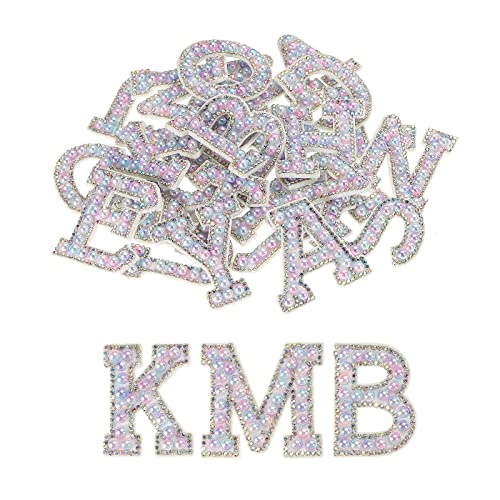 sourcing map Buchstaben Perlen Buchstaben Patches Strass Farbverlauf Hell A-Z Glitzer Perlen Strass Alphabet Patches für DIY Kleidung Reparatur Hüte Taschen 26 Stück von sourcing map