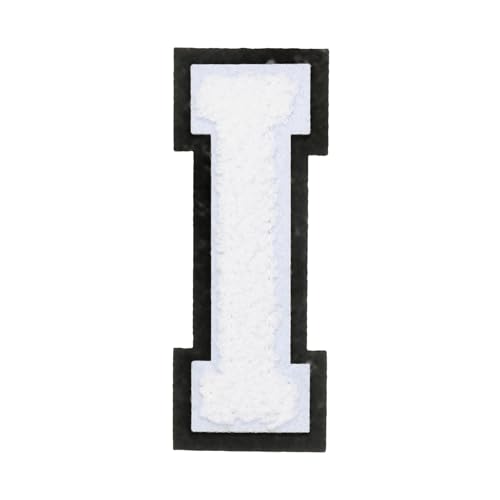 sourcing map Chenille-Buchstaben-Aufnäher, 10,2 cm, weiße Chenille-Initiale A-Z, bestickt, zum Aufnähen und Aufbügeln, für Heimwerkerbedarf, T-Shirt, Kleidung, Jacke, Tasche (Buchstabe I) von sourcing map