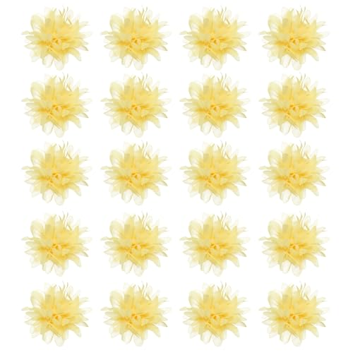 sourcing map Chiffon Blume, 7,6 cm Stoff Blumen Schleifen Nähen Stoff Applikationen Stirnband Verzierungen für Handwerk Kleider DIY Party Hochzeit Dekoration Hellgelb 20 Stück von sourcing map