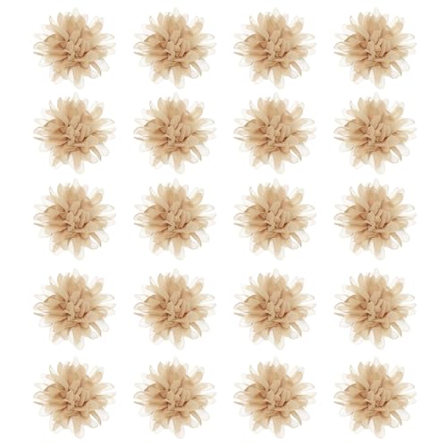 sourcing map Chiffon Blume, 7,6 cm Stoff Blumen Schleifen Nähen Stoff Applikationen Stirnband Verzierungen für Handwerk Kleider DIY Party Hochzeit Dekoration Khaki 20 Stück von sourcing map