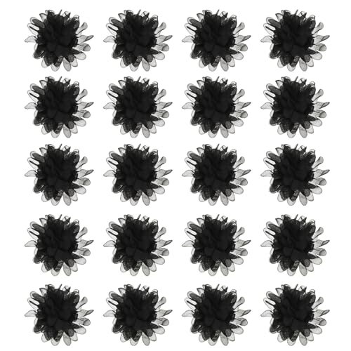 sourcing map Chiffon Blume, 7,6 cm Stoff Blumen Schleifen Nähen Stoff Applikationen Stirnband Verzierungen für Handwerk Kleider DIY Party Hochzeit Dekoration Schwarz 20 Stück von sourcing map
