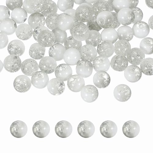 sourcing map Craquelé-Glasperlen für Schmuckherstellung, runde Abstandshalter, lose Perlen für Bastelarbeiten, Ohrringe, Halsketten, Armbänder, Schmuck, Grau, 100 Stück von sourcing map