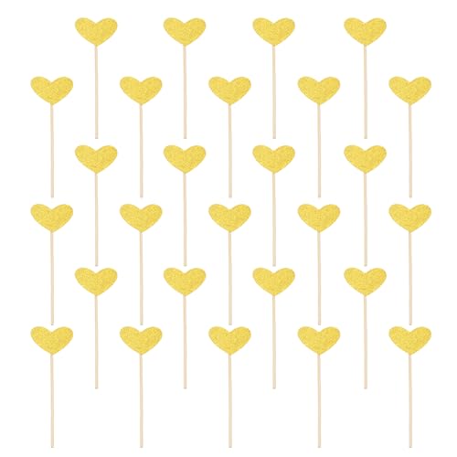 sourcing map Cupcake-Aufsätze in Herzform, glitzernde Cupcake-Picks mit Klebepunkten, Kuchendekorationen für Hochzeit, Geburtstag, Mottoparty, goldfarben, 48 Stück sourcing map Cupcake-Aufsätze in Herzform, glitzernde Cupcake-Picks mit Klebepunkten, Kuchendekorationen für Hochzeit, Geburtstag, Mottoparty, goldfarben, 48 Stück von sourcing map